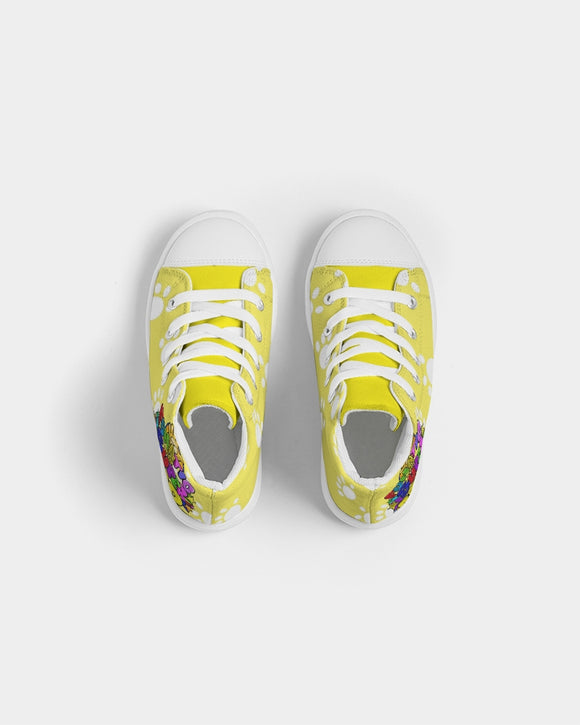 Funatic The Super Bear Paws Kids Hightop Yellow Canvas Shoe