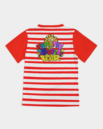 Red and White Stripe Boys Funatic The Super Bear Kids Tee - 0
