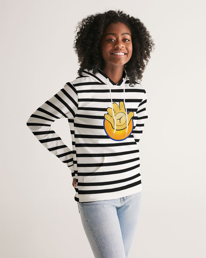 BLACK AND WHITE STRIPE LADIES FUNATIC THE SUPER BEAR HOODIE