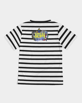 Black and White HIT KID SONGS Stripe Boys Tee - 0