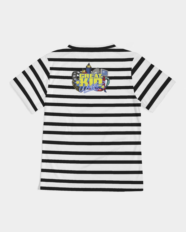 Black and White HIT KID SONGS Stripe Boys Tee