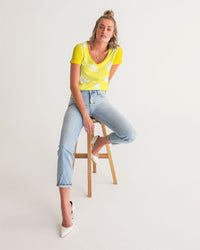 Funatic The Super Bear Sunshine Yellow Ladies V-Neck Tee