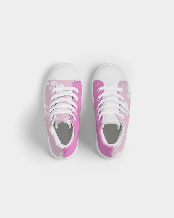 Kids High top Pink Paw Canvas Shoe