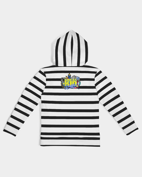 Black and White Stripe HIT KID SONGS Girls Hoodie
