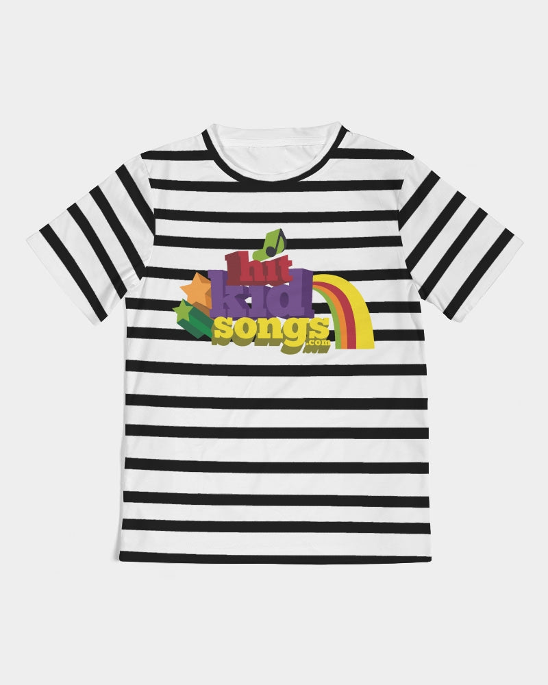 Black and White HIT KID SONGS Stripe Boys Tee