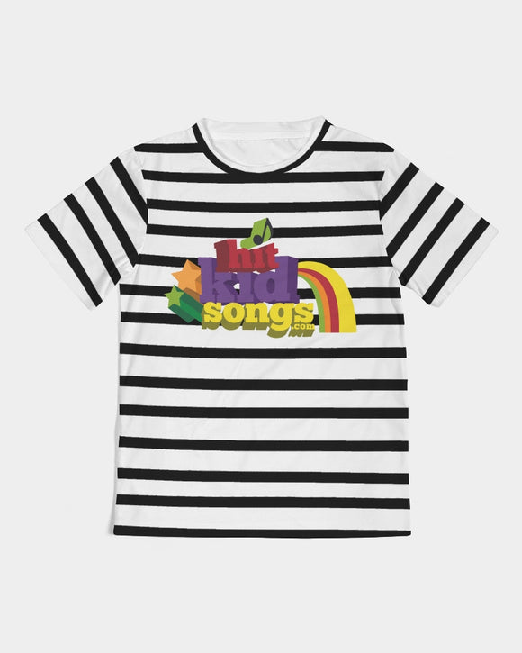 BLACK AND WHITE STRIPE HIT KID SONGS GIRLS TEE