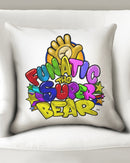 Funatic The Super Bear Large White Throw Pillow Case-1
