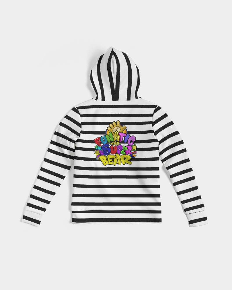 BLACK AND WHITE STRIPE LADIES FUNATIC THE SUPER BEAR HOODIE