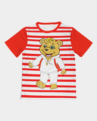Red and White Stripe Girls Funatic The Super Bear Kids Tee