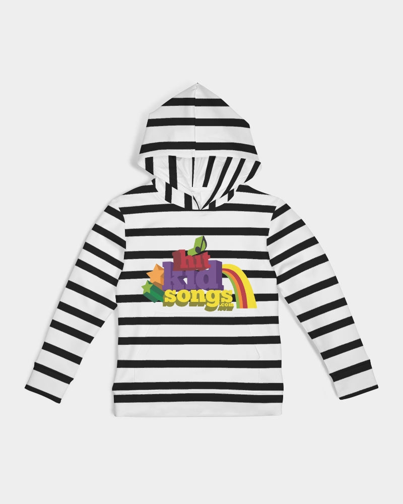Black and White Stripe HIT KID SONGS Girls Hoodie
