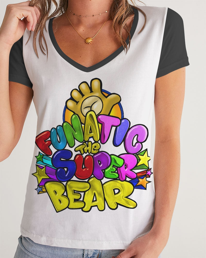 Funatic The Super Bear Logo Ladies V-Neck Tee