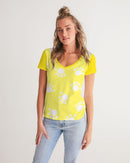 Funatic The Super Bear Sunshine Yellow Ladies V-Neck Tee-1