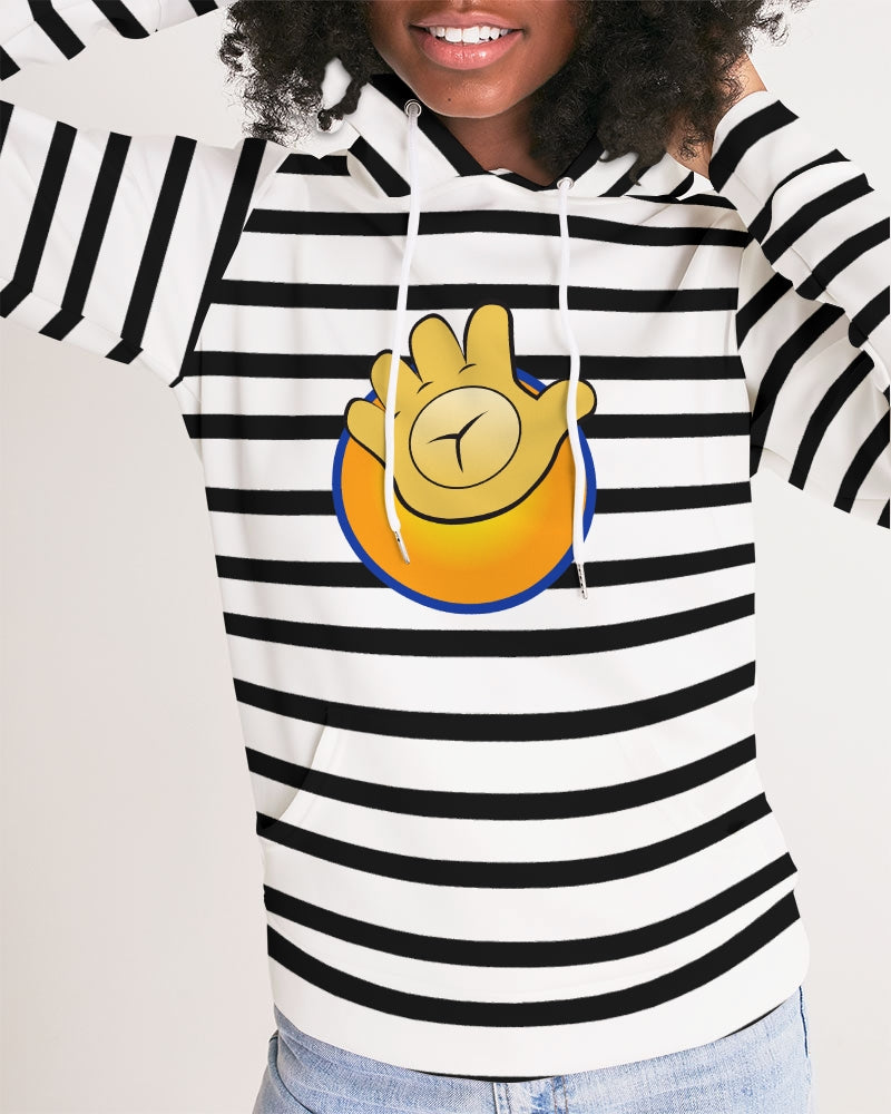 BLACK AND WHITE STRIPE LADIES FUNATIC THE SUPER BEAR HOODIE