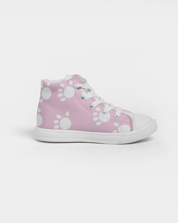 Kids High top Pink Paw Canvas Shoe