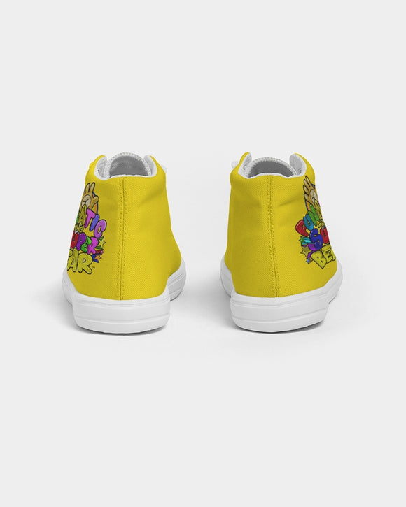 Funatic The Super Bear Sunshine Yellow Kids Hightop Canvas Shoe