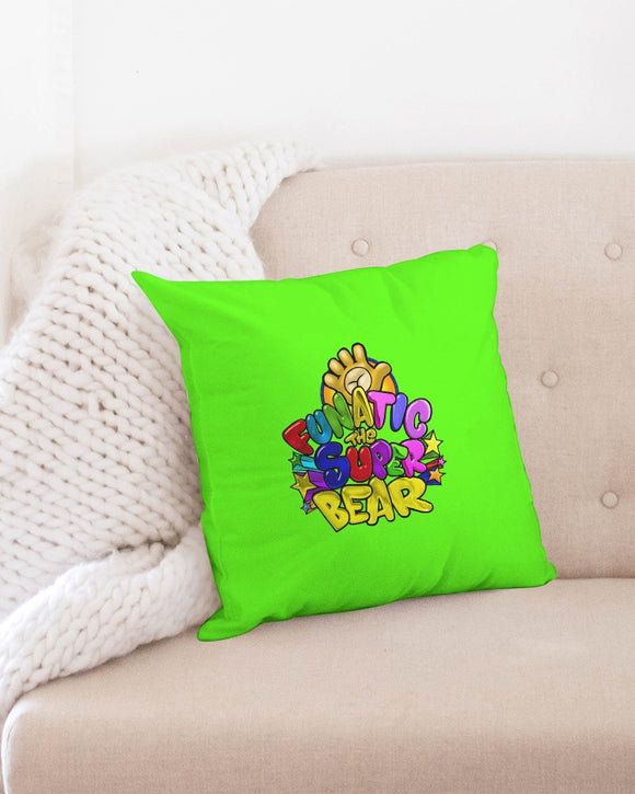Funatic The Super Bear Chartreuse Throw Pillow Case 18"x18"