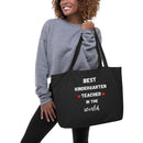 BEST KINDERGARTEN TEACHER IN THE WORLD Large Organic Eco-friendly Tote Bag-1
