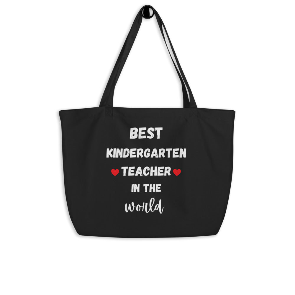 BEST KINDERGARTEN TEACHER IN THE WORLD Large Organic Eco-friendly Tote Bag