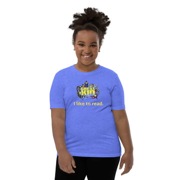 Buy heather-columbia-blue I LIKE TO READ Girls T-Shirt