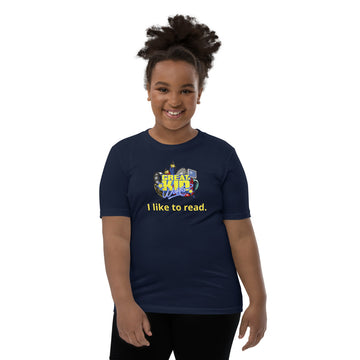 Buy navy I LIKE TO READ Girls T-Shirt